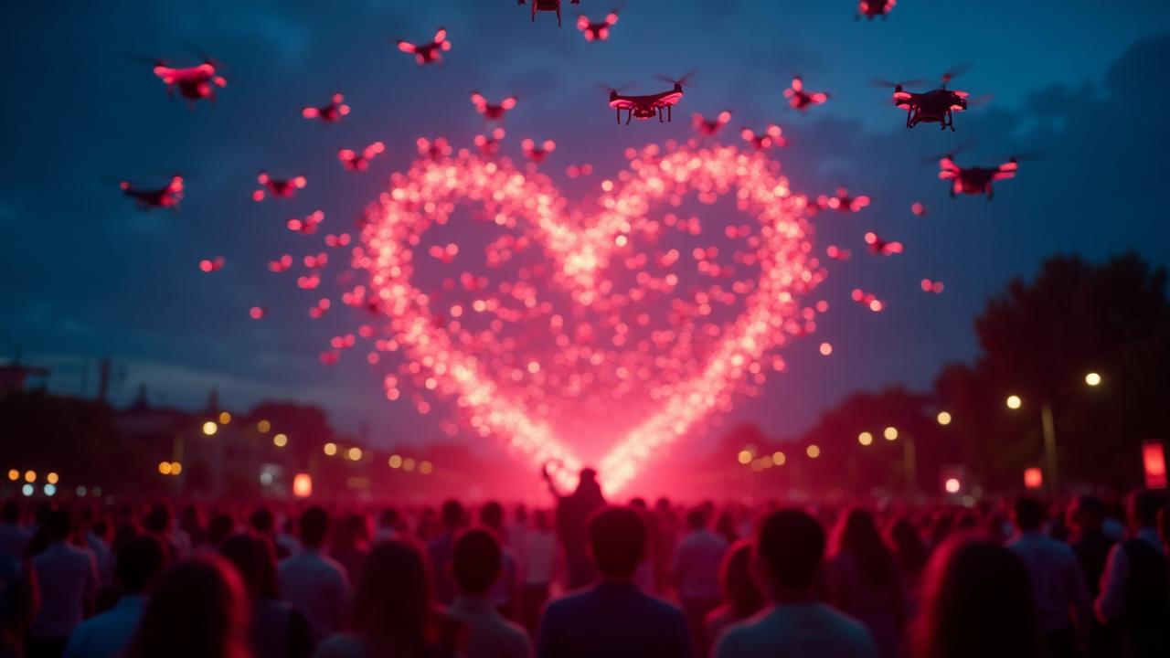 Drone light show for a wedding event in Tamil Nadu — personalized aerial display by Sky1 SkyBlitz